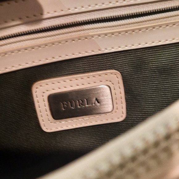 Like NEW Furla Flower Power Canvas Tote with Cream Leather Trim - Picture 3 of 8